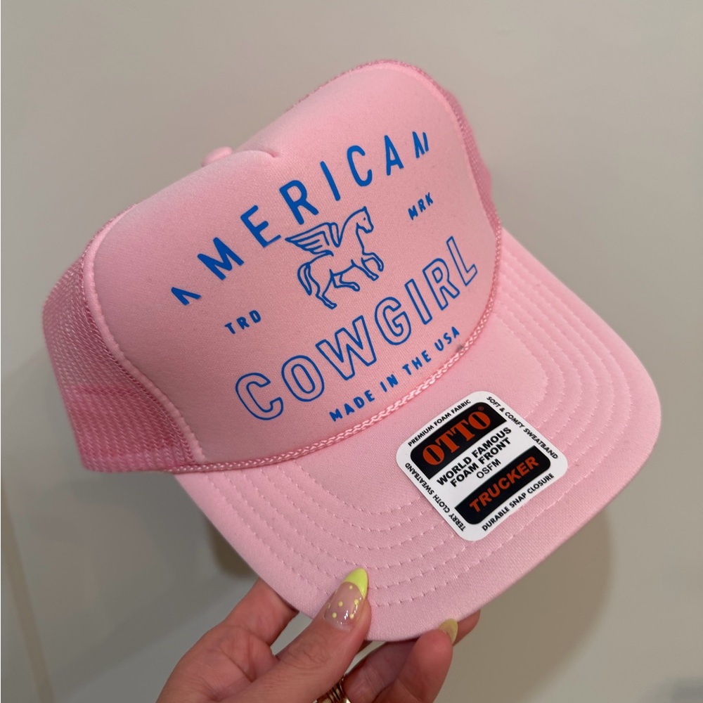 Pink American Cowgirl Trucker Hat - slight misprint on letters